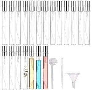 50 Pcs 10Ml Spray Bottles, Mini Glass Perfume Bottles, Dropper, Funnel, Tools, Portable, Refillable 50 Pcs 10Ml Spray Bottles, Mini Glass Perfume Bottles, Dropper, Funnel, Tools, Portable, Refillable