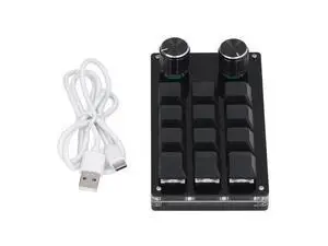 Portable One Handed Fully Programmable Keypad, 12 Keys 2 Knobs Small OSU DIY Programmable Gaming Keyboard with USB Cable Portable One Handed Fully Programmable Keypad, 12 Keys 2 Knobs Small OSU DIY Programmable Gaming Keyboard with USB Cable