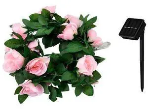 Rose Flowers LED String Lights, 32 Pcs Pink Floral Garland Rose Vines, 50 Lights, 196.9 in, 8 Lighting Modes, Solar Powered and Waterproof for Garden Wedding Decor Rose Flowers LED String Lights, 32 Pcs Pink Floral Garland Rose Vines, 50 Lights, 196.9 in, 8 Lighting Modes, Solar Powered and Waterproof for Garden Wedding Decor