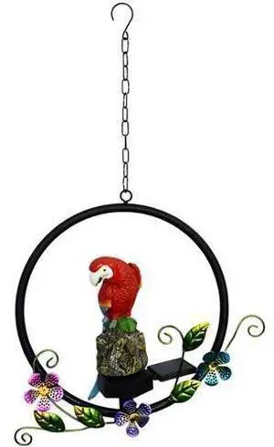 Solar Scarlet Macaw Parrot Light, Hand-Painted Flower Metal Ring Figurine, 19.5 X 11.2 in, Weatherproof Tropical Bird Garden Decor for Patio, Yard, Pathway Solar Scarlet Macaw Parrot Light, Hand-Painted Flower Metal Ring Figurine, 19.5 X 11.2 in, Weatherproof Tropical Bird Garden Decor for Patio, Yard, Pathway