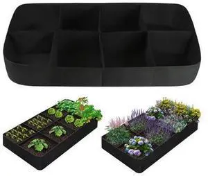 Rectangle Felt Planting Container, Breathable Planter Fabric for Vegetables Flowers Plants, 128 Gallon 8 Grids Garden Grow Bag Rectangle Felt Planting Container, Breathable Planter Fabric for Vegetables Flowers Plants, 128 Gallon 8 Grids Garden Grow Bag
