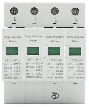 AC SPD 4P 20KA~40KA House Surge Protector Din Rail Mounting Light Protection Arrester Device for Solar Photovoltaic System AC SPD 4P 20KA~40KA House Surge Protector Din Rail Mounting Light Protection Arrester Device for Solar Photovoltaic System
