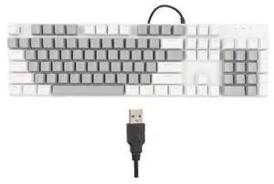 104 Key Mechanical Gaming Keyboard, RGB Wired Computer Keyboard with Blue Switch, 28 Backlight Modes, Plug and Play for Linux Gaming PC (White Gray) 104 Key Mechanical Gaming Keyboard, RGB Wired Computer Keyboard with Blue Switch, 28 Backlight Modes, Plug and Play for Linux Gaming PC (White Gray)
