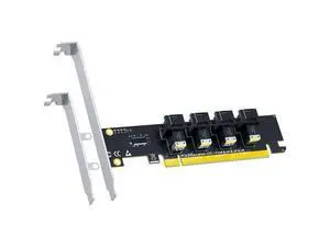 Vszerda SF04 4-Port SFF-8643(Mini-SAS HD) to PCIE 4.0 X16 Adapter Card Without PCIe Bifurcation Function, Regular and Low-profible Bracket Vszerda SF04 4-Port SFF-8643(Mini-SAS HD) to PCIE 4.0 X16 Adapter Card Without PCIe Bifurcation Function, Regular and Low-profible Bracket