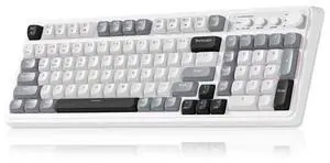 Vszer 99 Wireless Keyboard, Custom Computer Keyboard, Tri-Mode Bluetooth 5.0/2.4GHz/USB-C Cute Creamy Gaming Keyboards with Number Pad, RGB Backlit Media Knob Programmable Keybaord for PC Gamer - Grey Vszer 99 Wireless Keyboard, Custom Computer Keyboard, Tri-Mode Bluetooth 5.0/2.4GHz/USB-C Cute Creamy Gaming Keyboards with Number Pad, RGB Backlit Media Knob Programmable Keybaord for PC Gamer - Grey