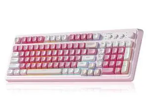 Vszerda 99 Key Keyboard, Wireless Gaming Keyboard Bluetooth Computer Keyboards Creamy Cute with Number Pad RGB Backlit Tri-Mode BT/2.4GHz/USB-C - Pink Vszerda 99 Key Keyboard, Wireless Gaming Keyboard Bluetooth Computer Keyboards Creamy Cute with Number Pad RGB Backlit Tri-Mode BT/2.4GHz/USB-C - Pink