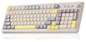 Vszerda S99 Gaming Keyboard, Ergonomic Computer Keyboards, Wireless Creamy Keyboard Full Size Cute Backlit Media Knob Programmable Tri-Mode Bluetooth/2.4GHz/USB-C Keyboard for PC Gamer - Grey & Yellow Vszerda S99 Gaming Keyboard, Ergonomic Computer Keyboards, Wireless Creamy Keyboard Full Size Cute Backlit Media Knob Programmable Tri-Mode Bluetooth/2.4GHz/USB-C Keyboard for PC Gamer - Grey & Yellow