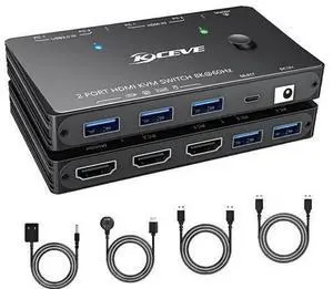 8K KVM Switch 1 Monitor 2 Computers 8K@60Hz 4K@120Hz, HDMI KVM Switch with 3 USB 3.0 Ports for 2 Computers Share 1 Monitor Keyboard Mouse Printer, with 2 USB Cables and Controller 8K KVM Switch 1 Monitor 2 Computers 8K@60Hz 4K@120Hz, HDMI KVM Switch with 3 USB 3.0 Ports for 2 Computers Share 1 Monitor Keyboard Mouse Printer, with 2 USB Cables and Controller