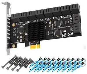 Vszerda SA3120-C 20-Port PCIe X1 SATA Expansion Card with SATA and Power Cables, Compatible with Windows,Linux,Mac OS,NAS Vszerda SA3120-C 20-Port PCIe X1 SATA Expansion Card with SATA and Power Cables, Compatible with Windows,Linux,Mac OS,NAS