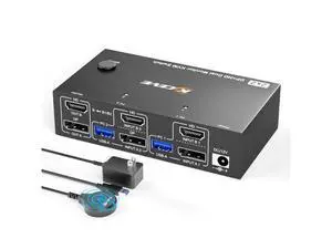 8K@60Hz HDMI+Displayport KVM Switch 2 Monitors 2 Computers,USB 3.0 KVM Switches Dual Monitor for 2 Computer Share 2 Monitor and 4 USB Ports,with Wired Remote,12V Power Adapter and USB Cables 8K@60Hz HDMI+Displayport KVM Switch 2 Monitors 2 Computers,USB 3.0 KVM Switches Dual Monitor for 2 Computer Share 2 Monitor and 4 USB Ports,with Wired Remote,12V Power Adapter and USB Cables