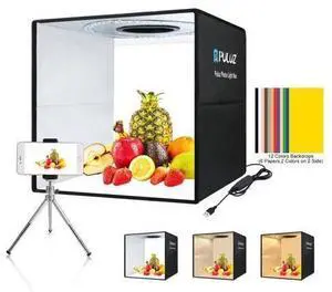 PULUZ 40cm Folding Portable Ring Light USB Photo Lighting Studio Shooting Tent Box with 6 x Dual-side Color Backdrops, Size: 40cm x 40cm x 40cm (Style 1) PULUZ 40cm Folding Portable Ring Light USB Photo Lighting Studio Shooting Tent Box with 6 x Dual-side Color Backdrops, Size: 40cm x 40cm x 40cm (Style 1)