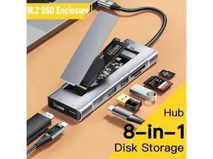 USB C Docking Station - Universal Laptop Docking Station 8 in 1 for Thunderbolt 3/4, USB C Dock with M.2 SSD Enclosure, USB 3.2, USB-A,100W PD, 10Gbps USB C, SD/TF Card Reader and 4K HDMI USB C Docking Station - Universal Laptop Docking Station 8 in 1 for Thunderbolt 3/4, USB C Dock with M.2 SSD Enclosure, USB 3.2, USB-A,100W PD, 10Gbps USB C, SD/TF Card Reader and 4K HDMI