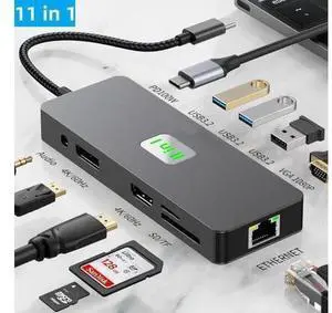 USB C Docking Station Triple Monitor - Universal Laptop Docking Station 11 in 1 for Thunderbolt 3/4, USB C Dock with 3 x 10Gbps USB 3.2 and 4K60Hz HDMI for MacBook Pro/Air/M1/M2 & Windows USB C Docking Station Triple Monitor - Universal Laptop Docking Station 11 in 1 for Thunderbolt 3/4, USB C Dock with 3 x 10Gbps USB 3.2 and 4K60Hz HDMI for MacBook Pro/Air/M1/M2 & Windows