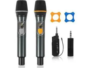 Wireless Microphones, Professional UHF Dual Microphones for Karaoke, Wireless Dynamic Microphone System Set with Rechargeable Receiver,Plug and Play, Speech, Wedding, Church, PA System Wireless Microphones, Professional UHF Dual Microphones for Karaoke, Wireless Dynamic Microphone System Set with Rechargeable Receiver,Plug and Play, Speech, Wedding, Church, PA System