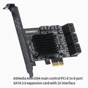 PCIe to 6-port, 8-port, 10-port SATA 3.0 hard drive, 6G expansion card, Sunplus ASM1166 PCI-E 3.0 GEN3 8 ports - 1X interface PCIe to 6-port, 8-port, 10-port SATA 3.0 hard drive, 6G expansion card, Sunplus ASM1166 PCI-E 3.0 GEN3 8 ports - 1X interface