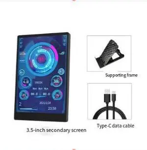 3.5-inch laptop mini monitor with IPS full-view, USB-C chassis, secondary monitor for computer temperature monitoring, without requiring AIDA64 3.5-inch laptop mini monitor with IPS full-view, USB-C chassis, secondary monitor for computer temperature monitoring, without requiring AIDA64