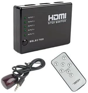 HDMI Switcher 5-input 1-output HDMI High-Definition Switcher 5-channel 1-output Video Distributor with Remote Control HDMI Switcher 5-input 1-output HDMI High-Definition Switcher 5-channel 1-output Video Distributor with Remote Control