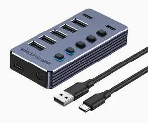 One-to-four USB 3.0 expansion hub, splitter, multi-interface docking station, computer converter, power supply switch Seven-port B model USB 3.0 detachable type One-to-four USB 3.0 expansion hub, splitter, multi-interface docking station, computer converter, power supply switch Seven-port B model USB 3.0 detachable type