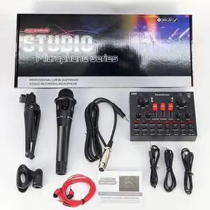 E300 Capacitor Microphone, V8 Sound Card, Live Streaming Equipment Set, Professional Computer Desktop, Mobile Phone All-You-Can-Drink Singing Session E300+ Triple Push-button V8 Sound Card Kit E300 Capacitor Microphone, V8 Sound Card, Live Streaming Equipment Set, Professional Computer Desktop, Mobile Phone All-You-Can-Drink Singing Session E300+ Triple Push-button V8 Sound Card Kit
