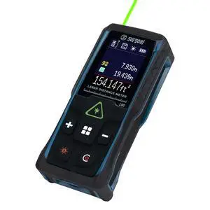 Multifunctional green laser distance meter with color screen, 100m handheld distance measuring instrument, featuring digital horizontal, vibration and rotating screen. Multifunctional green laser distance meter with color screen, 100m handheld distance measuring instrument, featuring digital horizontal, vibration and rotating screen.