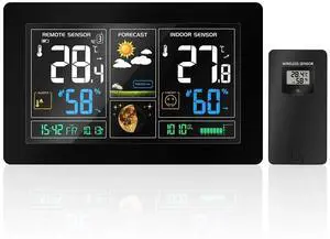 Weather thermometer and hygrometer 3378 color screen weather clock bedside clock main unit + outdoor unit Weather thermometer and hygrometer 3378 color screen weather clock bedside clock main unit + outdoor unit