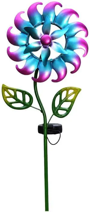Blue Solar Wind Spinner, Kinetic Windmill, 36.6 in Metal Wind Sculpture, Weatherproof Garden Decoration for Outdoor, Lawn, Patio, with Color-Changing Led Blue Solar Wind Spinner, Kinetic Windmill, 36.6 in Metal Wind Sculpture, Weatherproof Garden Decoration for Outdoor, Lawn, Patio, with Color-Changing Led