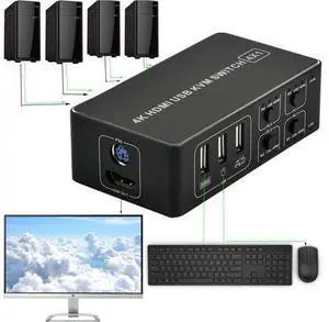 4 Port KVM Switch 4K USB KVM Switcher 4 in 1 Out Hot USB for Mouse Keyboard for win7 win10 for MAC #734 4 Port KVM Switch 4K USB KVM Switcher 4 in 1 Out Hot USB for Mouse Keyboard for win7 win10 for MAC #734