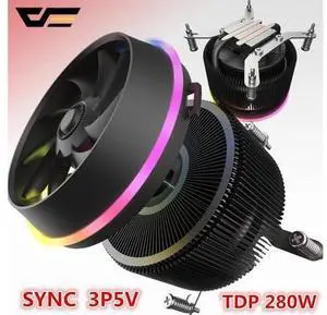 CPU Cooler 5V TDP 280W 4pin LED PWM RGB Fan Radiator Cooler Motherboard Sync Control Cooling for intel AM3/AM4/2011/LGA CPU Cooler 5V TDP 280W 4pin LED PWM RGB Fan Radiator Cooler Motherboard Sync Control Cooling for intel AM3/AM4/2011/LGA