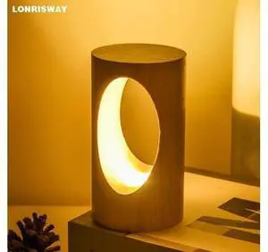 LED Wood Desk Lamp, Bedroom Bedside Night Light, Dimmable Led Lighting, Creative Home Decor Table lamp, Unique House w LED Wood Desk Lamp, Bedroom Bedside Night Light, Dimmable Led Lighting, Creative Home Decor Table lamp, Unique House w