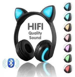 Bluetooth Stereo Cat Ear Headphones Flashing Glowing Cat Ear Headphones Gaming Headset Earphone 7 Colors LED Light Bluetooth Stereo Cat Ear Headphones Flashing Glowing Cat Ear Headphones Gaming Headset Earphone 7 Colors LED Light