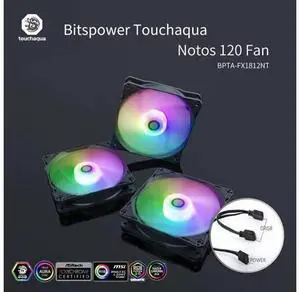 Touchaqua BPTA Notos 120 Fan , 5v 3pin ARGB 120mm PWM Cooler , 7 Leaves , Noise Level 25Dba , Max Airflow 59CFM Touchaqua BPTA Notos 120 Fan , 5v 3pin ARGB 120mm PWM Cooler , 7 Leaves , Noise Level 25Dba , Max Airflow 59CFM