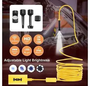 Endoscope Camera 2/5/10M HD 1200P 8mm 8 LED Mini Waterproof Hard Cable Inspection Camera USB Borescope for Iphone PC IOS Endoscope Camera 2/5/10M HD 1200P 8mm 8 LED Mini Waterproof Hard Cable Inspection Camera USB Borescope for Iphone PC IOS