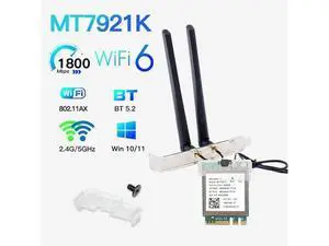 6E Tri Band MT7921K Bluetooth 5.2 Network Adapter NGFF 802.11ax Wireless Card For Win10/Win11 For PC/Laptop Like AX200 6E Tri Band MT7921K Bluetooth 5.2 Network Adapter NGFF 802.11ax Wireless Card For Win10/Win11 For PC/Laptop Like AX200