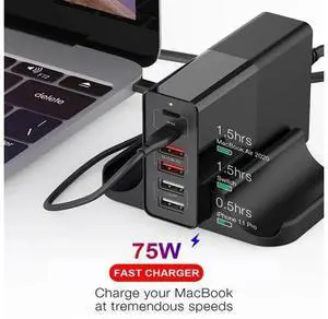 75w PD QC3.0 Dual Protocol Fast Charge 4/5/6 Port Multi USB Quick Charger For iPhone Tablet Multi-Function Smart Desktop Adapter 75w PD QC3.0 Dual Protocol Fast Charge 4/5/6 Port Multi USB Quick Charger For iPhone Tablet Multi-Function Smart Desktop Adapter