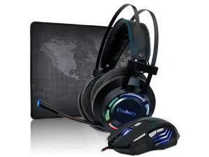 Headset 7.1 Deep Bass Stereo Game Headphone with Microphone Colorful LED Light for PC Laptop + Mouse+Mice Pad Headset 7.1 Deep Bass Stereo Game Headphone with Microphone Colorful LED Light for PC Laptop + Mouse+Mice Pad