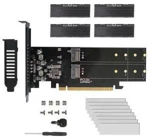 To M2 Adapter Card, X16 4 Port M2 NVME M Key SSD Add on Card M.2 PCI Express X16 Adapter VROC RAID Expansion Card Chia To M2 Adapter Card, X16 4 Port M2 NVME M Key SSD Add on Card M.2 PCI Express X16 Adapter VROC RAID Expansion Card Chia