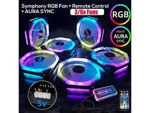3/6pcs 120mm PC Cooler Fan Cooling Symphony Aura SYNC RGB PC Fan Cooling Fan For Computer Quiet Gaming Case Music Remote Control 3/6pcs 120mm PC Cooler Fan Cooling Symphony Aura SYNC RGB PC Fan Cooling Fan For Computer Quiet Gaming Case Music Remote Control