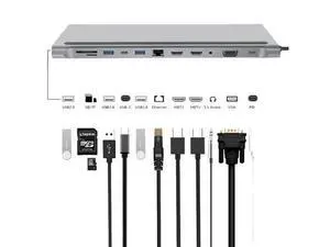 C HUB to 3.0 USB SD/TF Card Reader Dual 4K RJ45 VGA USB HUB For MacBook Accessories USB Splitter Multi HUB USB-C HUB C HUB to 3.0 USB SD/TF Card Reader Dual 4K RJ45 VGA USB HUB For MacBook Accessories USB Splitter Multi HUB USB-C HUB