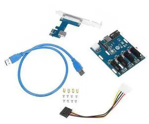 1 to 4 PCI Express 1X Slots Riser Card Mini ITX to External 4 PCI-e Slot AdapterPort Multiplier Card 1 to 4 PCI Express 1X Slots Riser Card Mini ITX to External 4 PCI-e Slot AdapterPort Multiplier Card