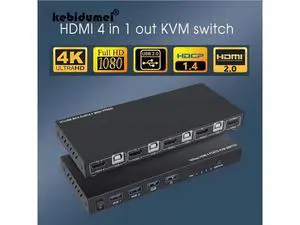 2/4 Ports KVM Switcher 4 IN 1 Out USB Switch Splitter for Sharing Monitor Keyboard Mouse Adaptive support EDID/HDCP 2/4 Ports KVM Switcher 4 IN 1 Out USB Switch Splitter for Sharing Monitor Keyboard Mouse Adaptive support EDID/HDCP