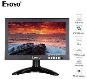 EM08G 8 inch 1280*720 IPS Monitor Resolution Support VGA/AV/BNC/SPEAK Input for PC TV CCTV Camera Security Raspberry EM08G 8 inch 1280*720 IPS Monitor Resolution Support VGA/AV/BNC/SPEAK Input for PC TV CCTV Camera Security Raspberry