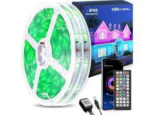 100FT Outdoor LED Strip Lights Waterproof (2 Rolls of 50ft) IP65 Led Strip Lights with Remote RGB Color Changing Christmas Rope Lights for Outside 100FT Outdoor LED Strip Lights Waterproof (2 Rolls of 50ft) IP65 Led Strip Lights with Remote RGB Color Changing Christmas Rope Lights for Outside