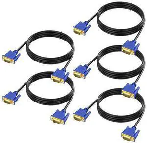 5-Pack VGA Cable 6 Feet Male VGA to VGA Male Monitor Computer Cable Adapter Cord HD15 1080P Full HD High Resolutionfor TV Computer Projector-Blue 5-Pack VGA Cable 6 Feet Male VGA to VGA Male Monitor Computer Cable Adapter Cord HD15 1080P Full HD High Resolutionfor TV Computer Projector-Blue