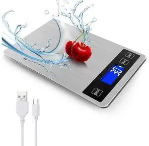 33lb Food Kitchen Digital Scale 1g/0.05oz Precise Graduation USB Charging Kitchen Scale Waterproof Stainless Steel with LCD Display Ounces and Grams for Weight Loss Cooking Baking (Silvery) 33lb Food Kitchen Digital Scale 1g/0.05oz Precise Graduation USB Charging Kitchen Scale Waterproof Stainless Steel with LCD Display Ounces and Grams for Weight Loss Cooking Baking (Silvery)