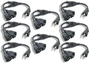 Power Cord Extension and Splitter NEMA 5-15P to NEMA 5-15R x 2 16 AWG 13A 125V 14 8 Pack (ZPK037SI-08) black Power Cord Extension and Splitter NEMA 5-15P to NEMA 5-15R x 2 16 AWG 13A 125V 14 8 Pack (ZPK037SI-08) black