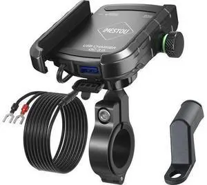 Phone Mount USB Charger Handlebar/Rear-View Mirror Cellphone Holder Aluminum with 17mm Ball Works with 12/24V s Quick Charge for 4.0-6.8 Inch Smartphones (USB Type) Phone Mount USB Charger Handlebar/Rear-View Mirror Cellphone Holder Aluminum with 17mm Ball Works with 12/24V s Quick Charge for 4.0-6.8 Inch Smartphones (USB Type)