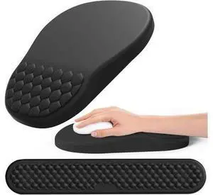 Ergonomic Mouse Pad and Keyboard Wrist Rest with Massage Design Space-Saving Mouse Pad Wrist Support Memory Foam Wrist Rest with Non-Slip PU Base for Computer Desk Black Ergonomic Mouse Pad and Keyboard Wrist Rest with Massage Design Space-Saving Mouse Pad Wrist Support Memory Foam Wrist Rest with Non-Slip PU Base for Computer Desk Black