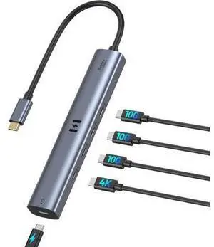 10Gbps USB C Hub with 4K@60Hz Video Display Selore 5 Ports USB-C Splitter C Port Data Transfer 100W PD-in Charging Dongle Multiport Adapter for MacBook Pro iPad and More 10Gbps USB C Hub with 4K@60Hz Video Display Selore 5 Ports USB-C Splitter C Port Data Transfer 100W PD-in Charging Dongle Multiport Adapter for MacBook Pro iPad and More