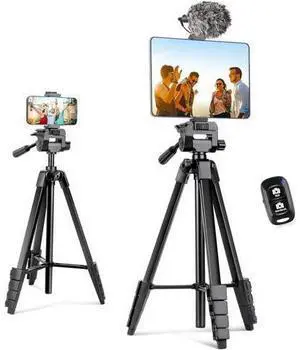 Phone Tripod Stand 64 Extendable Cell Phone&Camera Tripod with Wireless Remote and Phone Holder Aluminum iPad Tripod for Video Recording/Selfies/Live Stream/Vlogging Phone Tripod Stand 64 Extendable Cell Phone&Camera Tripod with Wireless Remote and Phone Holder Aluminum iPad Tripod for Video Recording/Selfies/Live Stream/Vlogging