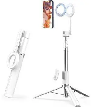 SEAJIC Magnetic Phone Tripod for iPhone 54 Selfie Stick Tripod with Remote and Metal Ring Phone for Video Recording Cell Phone Mount Stand for Cellphone (White) SEAJIC Magnetic Phone Tripod for iPhone 54 Selfie Stick Tripod with Remote and Metal Ring Phone for Video Recording Cell Phone Mount Stand for Cellphone (White)